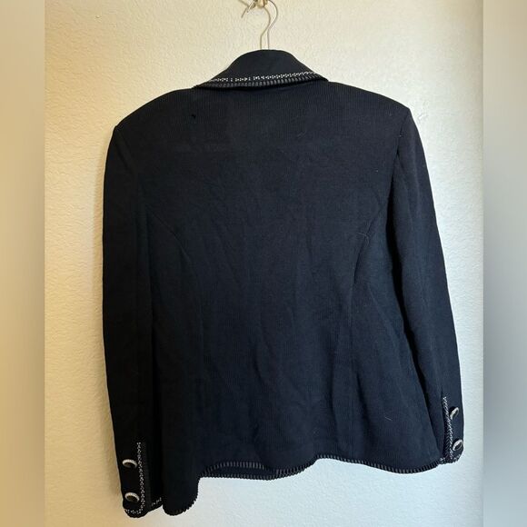 Vintage St. John Evening by Marie Grey Santana Knit Blazer Jacket Sz 12 Black - Picture 9 of 9